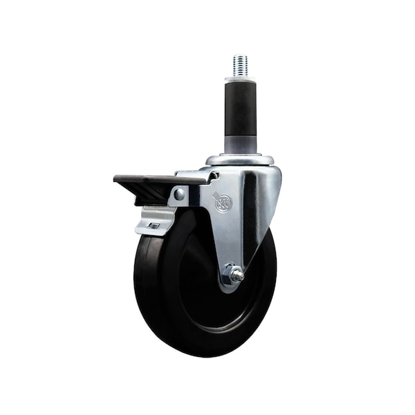 5'' Soft Rubber Swivel 1-1/8'' Expanding Stem Caster with Brake